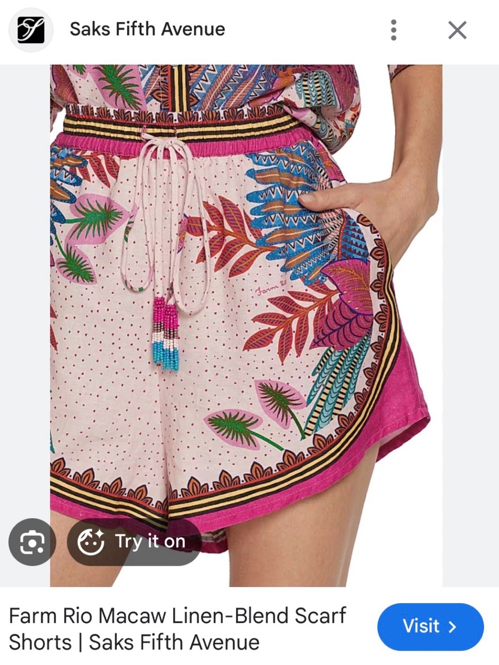 FARM Rio Pink Tropical Macaw-Print Drawstring Shorts